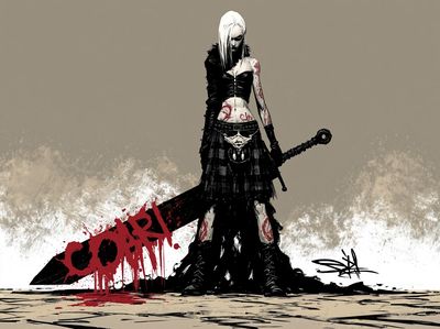 Dark Fantasy Warrior Illustration Poster. poster