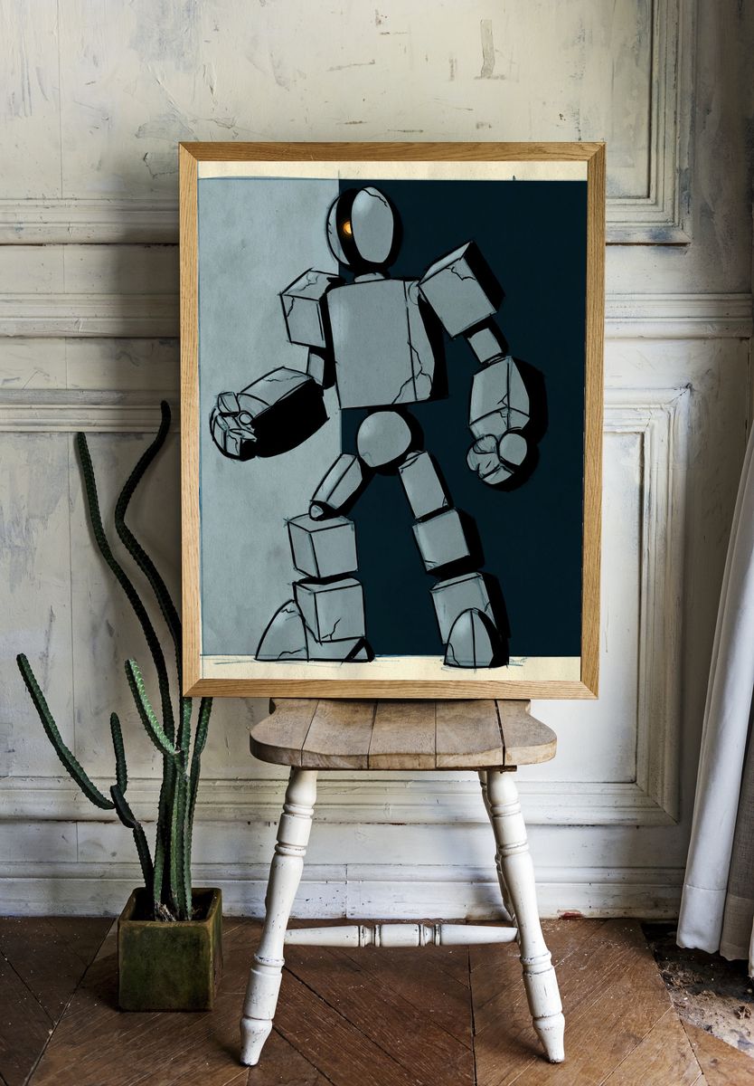 Abstract Robot Figure Illustration Poster. — room view 1