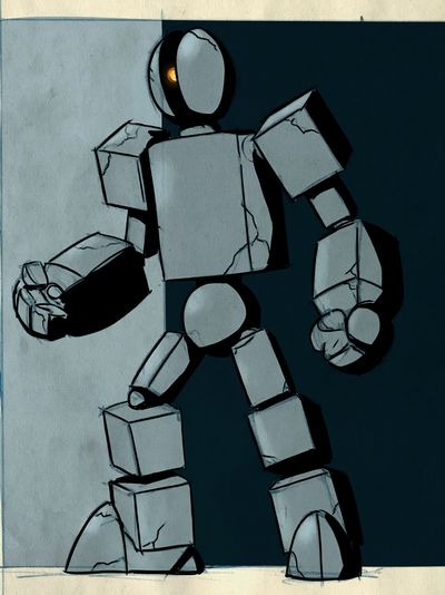 Abstract Robot Figure Illustration Poster. poster