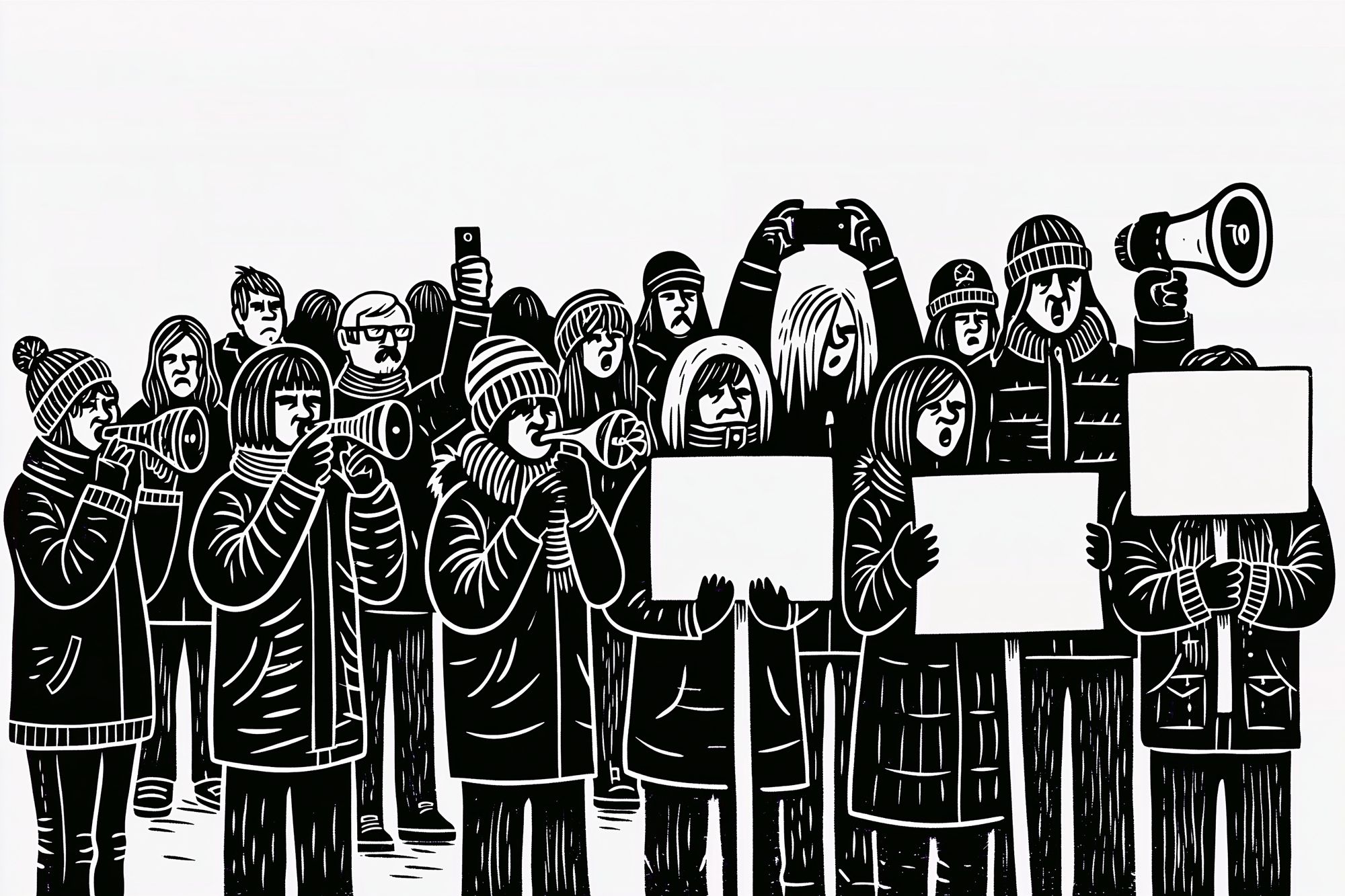 Protest Crowd Illustration Poster. poster — illustration art