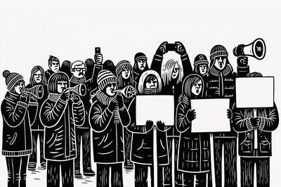 Protest Crowd Illustration Poster. poster