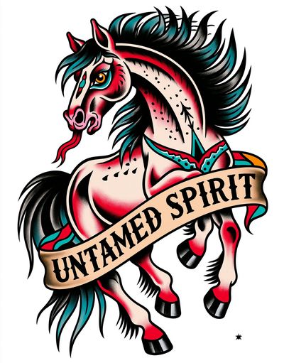 Untamed Spirit Horse Illustration Poster. poster print