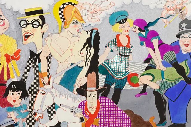 Wilshire Bowl Restaurant mural designs. poster — illustration art