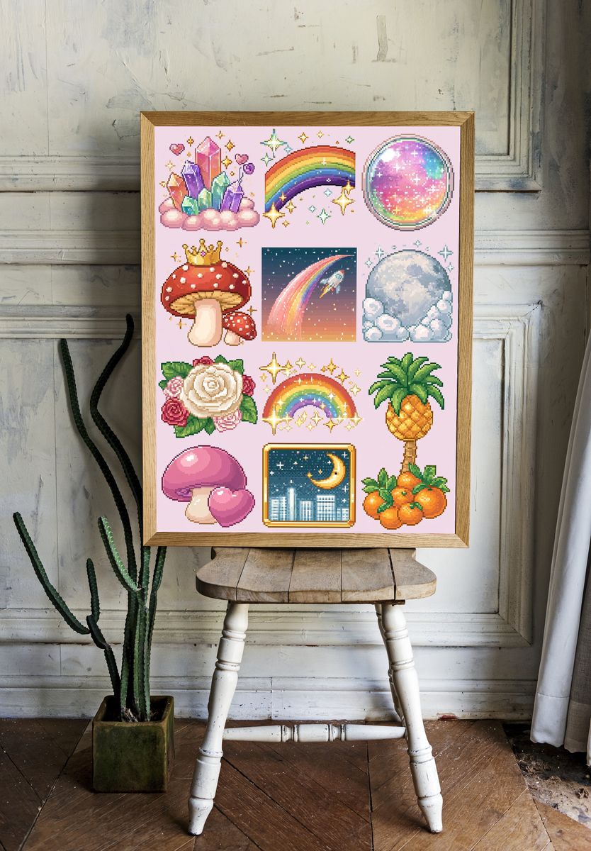 Stained Glass Woman Illustration Poster. room preview