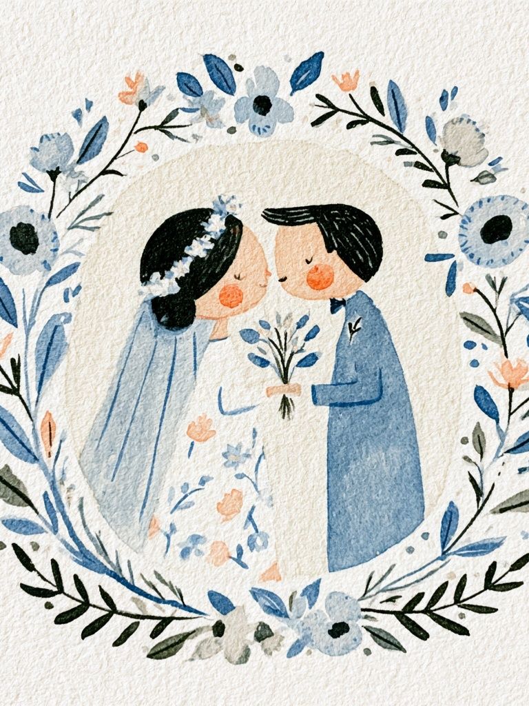 Wedding Couple Watercolor Poster. poster — illustration art