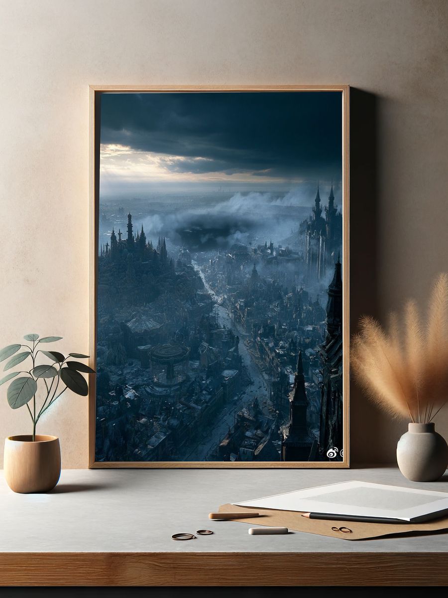 Gothic Cityscape — Fantasy Print. — room view 2