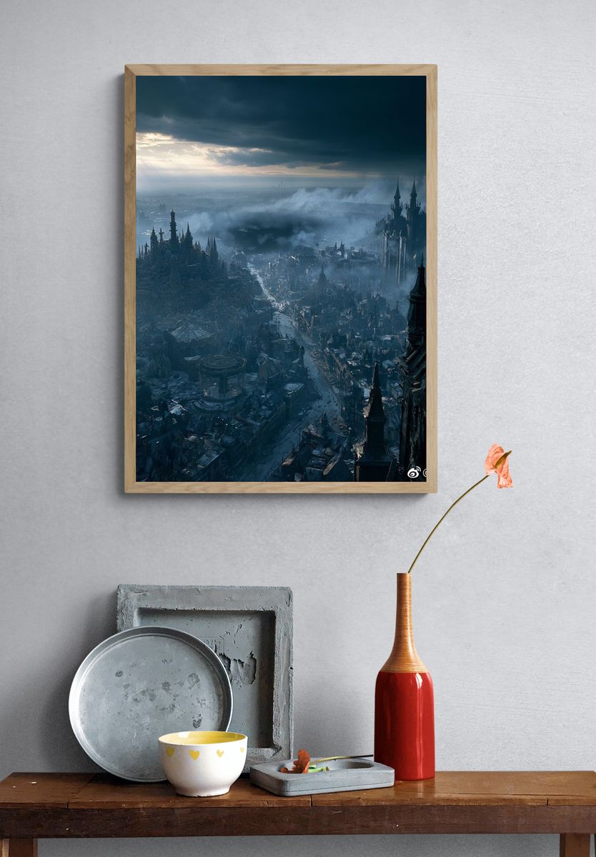Gothic Cityscape — Fantasy Print. — room view 3