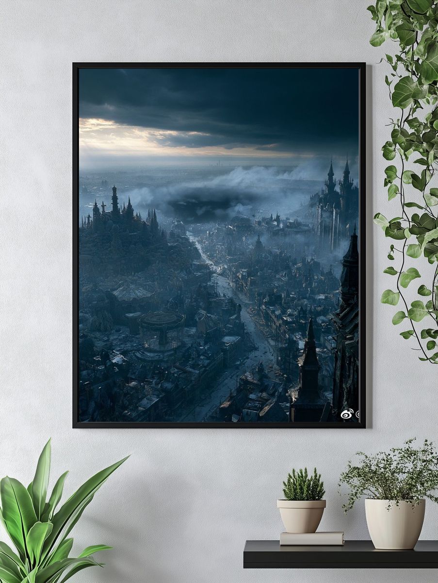 Gothic Cityscape — Fantasy Print. — room view 4