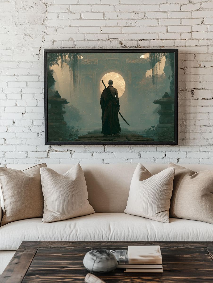 Samurai Temple Gate Digital Art Print. — room view 1