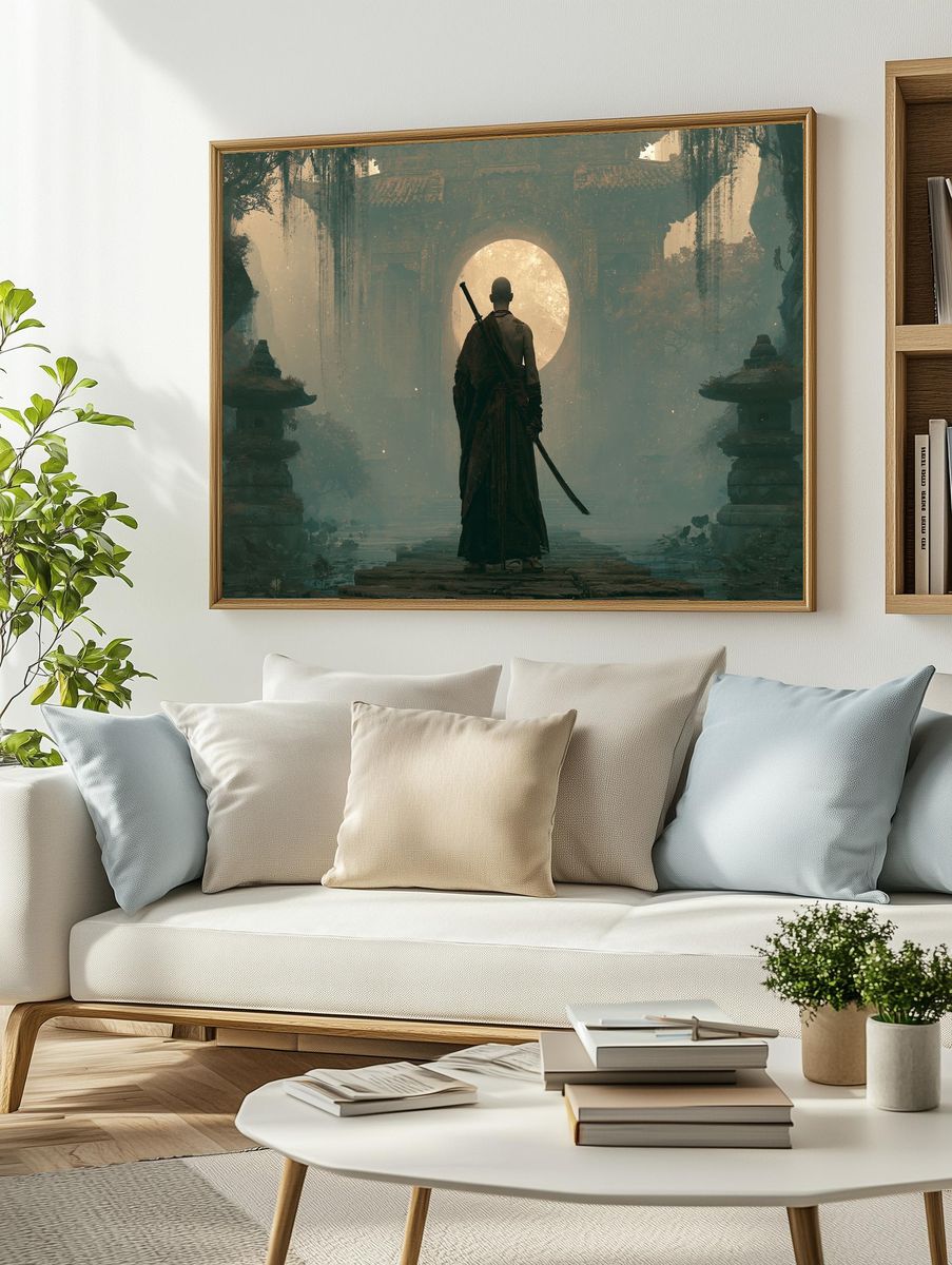 Samurai Temple Gate Digital Art Print. — room view 2