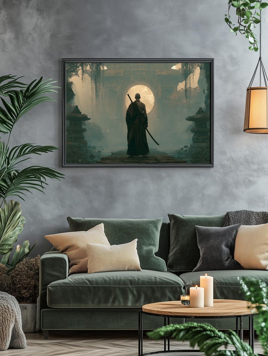 Samurai Temple Gate Digital Art Print. — room view 4