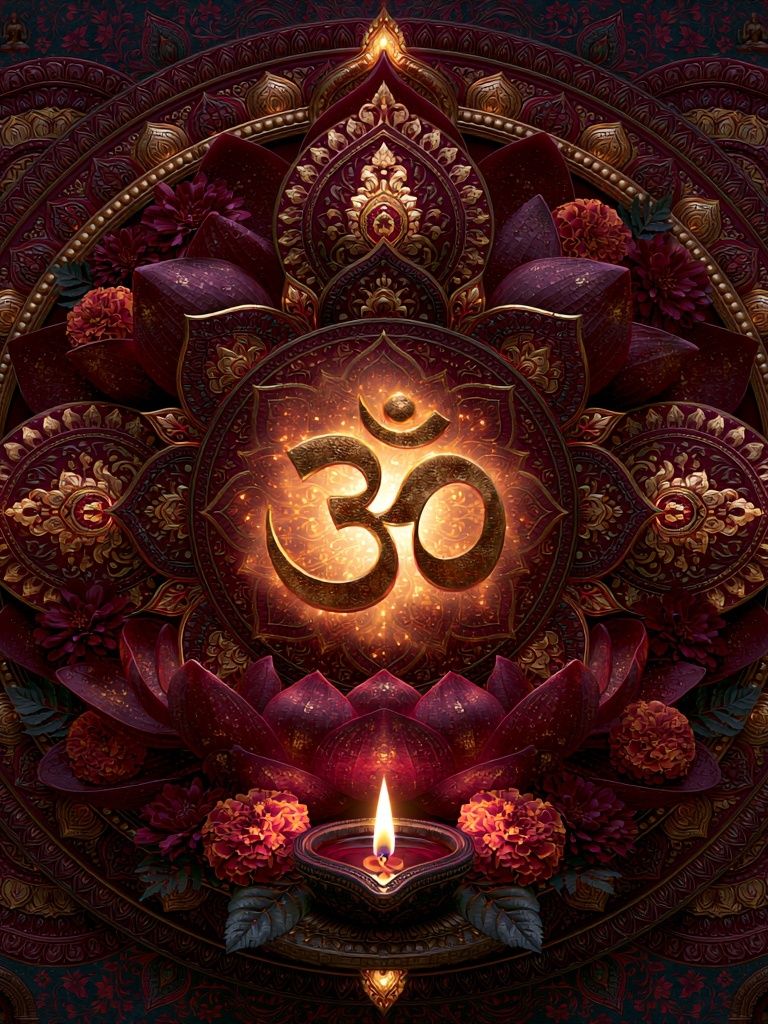 Om Lotus Mandala Typography Poster. poster — illustration art