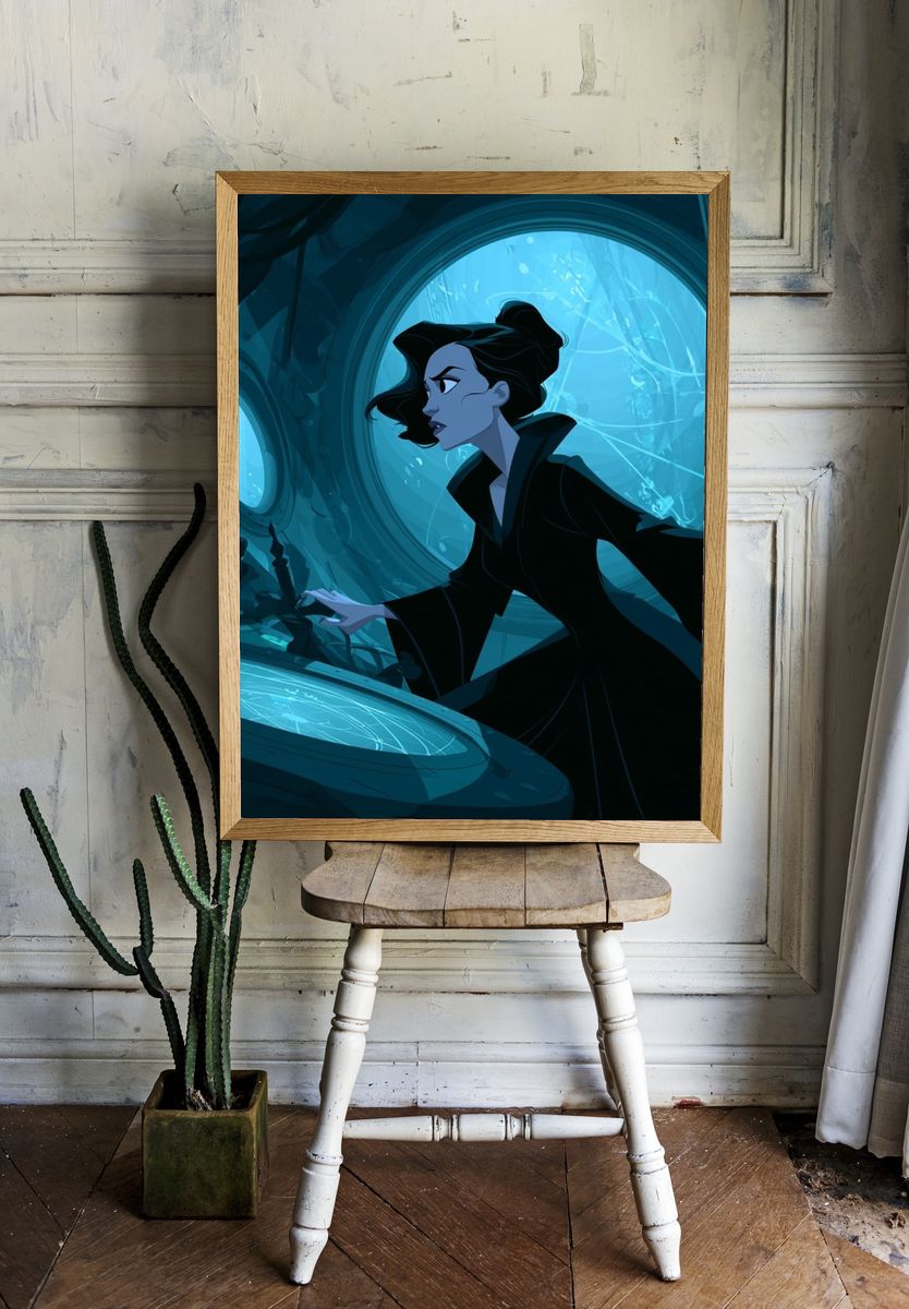 Underwater Sorceress Digital Art Poster. — room view 1