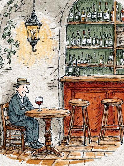 Café Wine Bar Illustration Poster. poster
