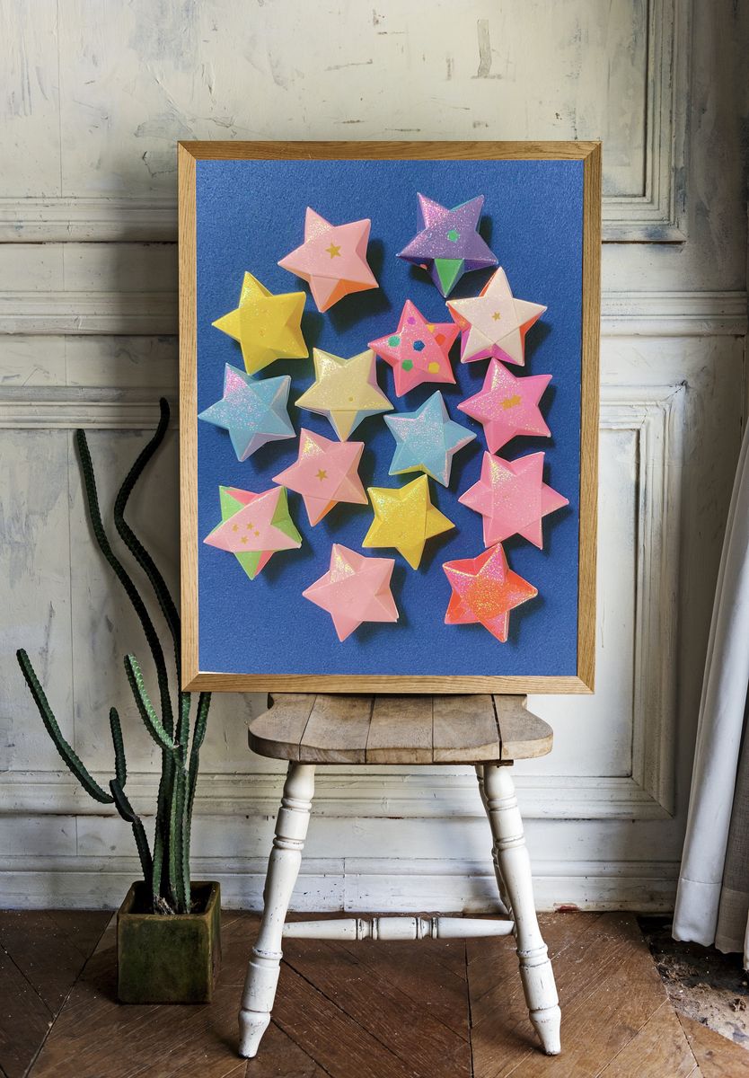 Pastel Origami Stars Illustration Poster. — room view 1