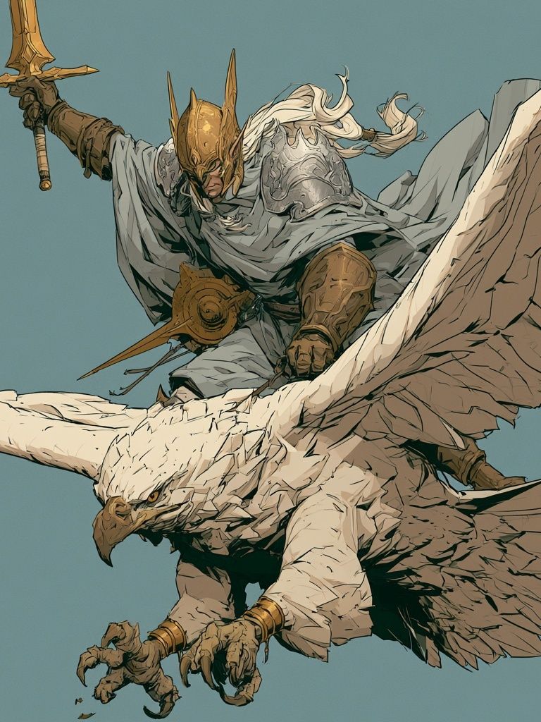 Winged Warrior Fantasy Illustration Poster. poster detail