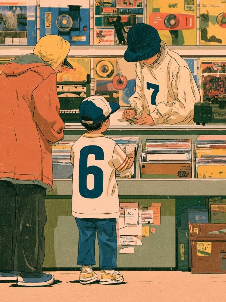 Record Shop Scene Illustration Poster. poster detail