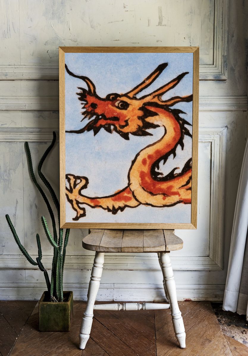Chinese Dragon Illustration Poster. — room view 1