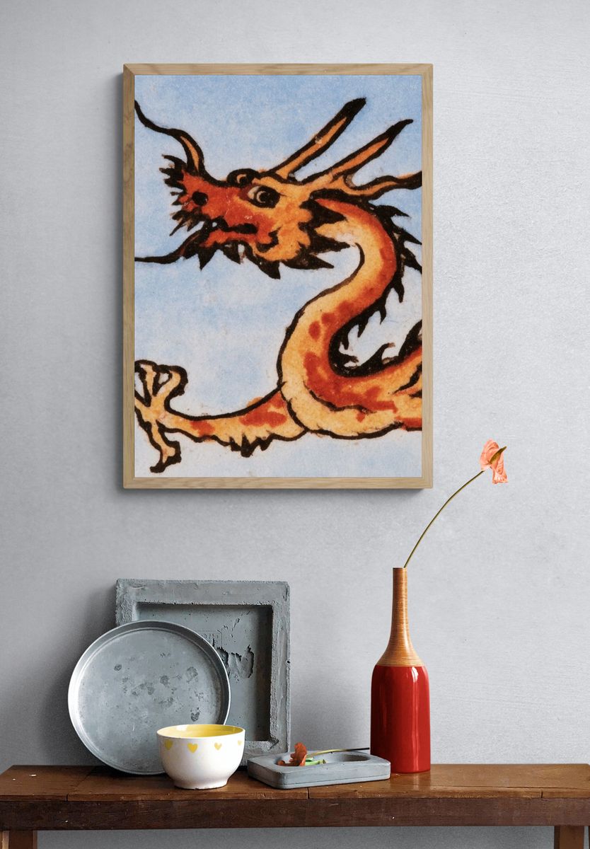 Chinese Dragon Illustration Poster. — room view 3