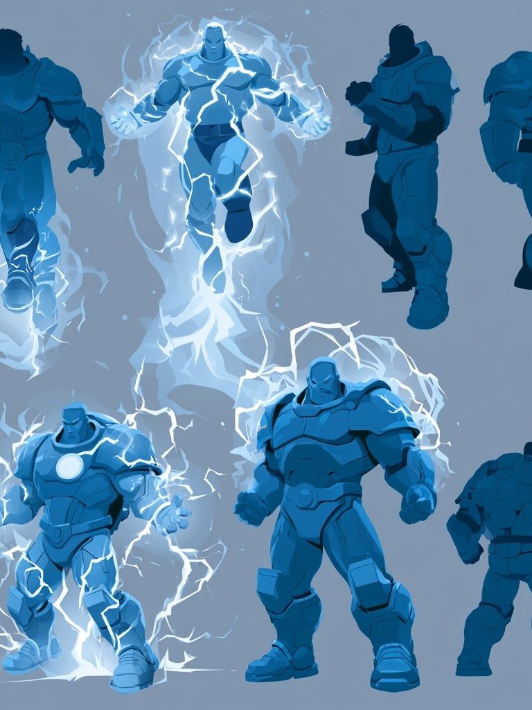Blue Armored Warrior Character Print. poster — illustration art