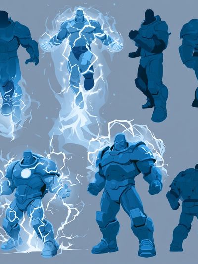Blue Armored Warrior Character Print.