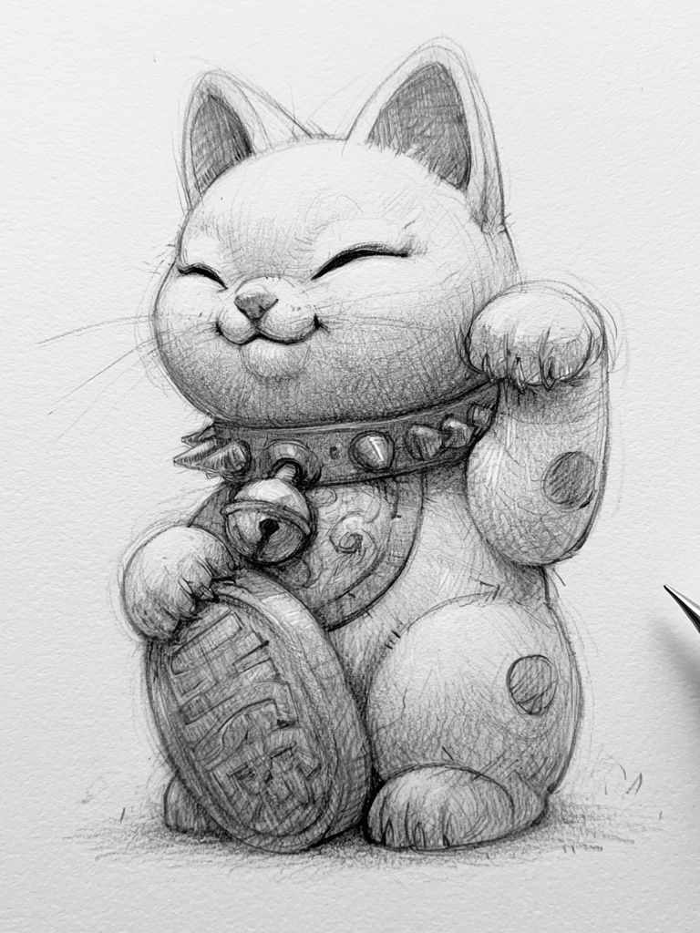 Lucky Cat Sketch Poster. poster — illustration art