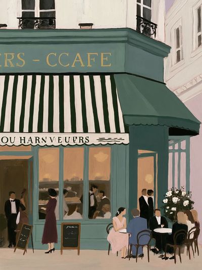 Paris Café Street Scene Print. poster