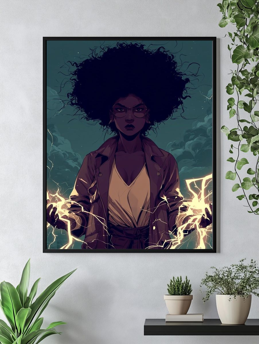 Electric Storm Woman Illustration Poster. — room view 4