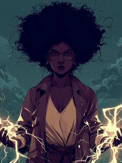 Electric Storm Woman Illustration Poster. poster