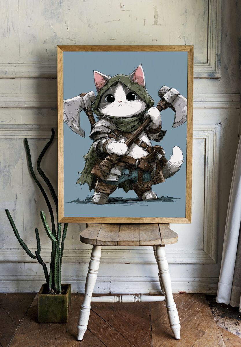 Warrior Cat Illustration Poster. — room view 1