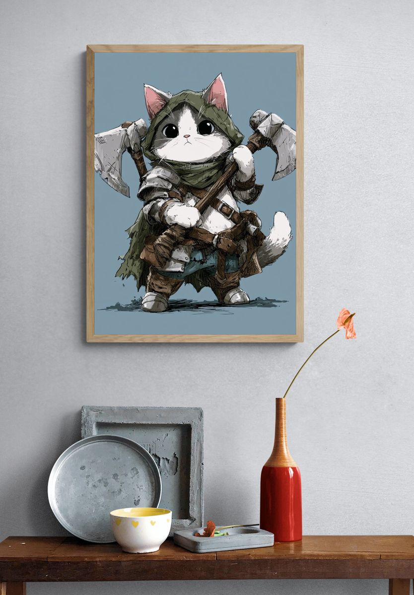 Warrior Cat Illustration Poster. — room view 3