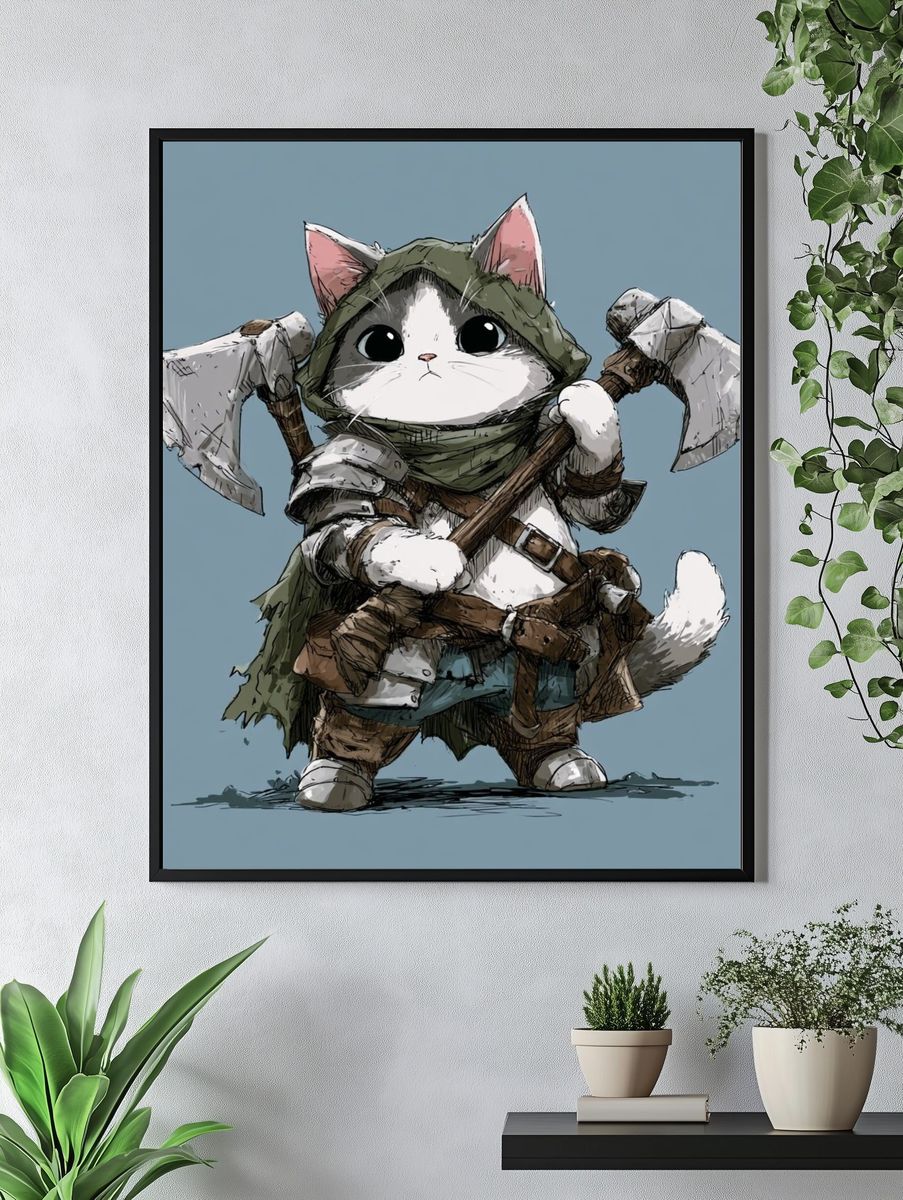 Warrior Cat Illustration Poster. — room view 4