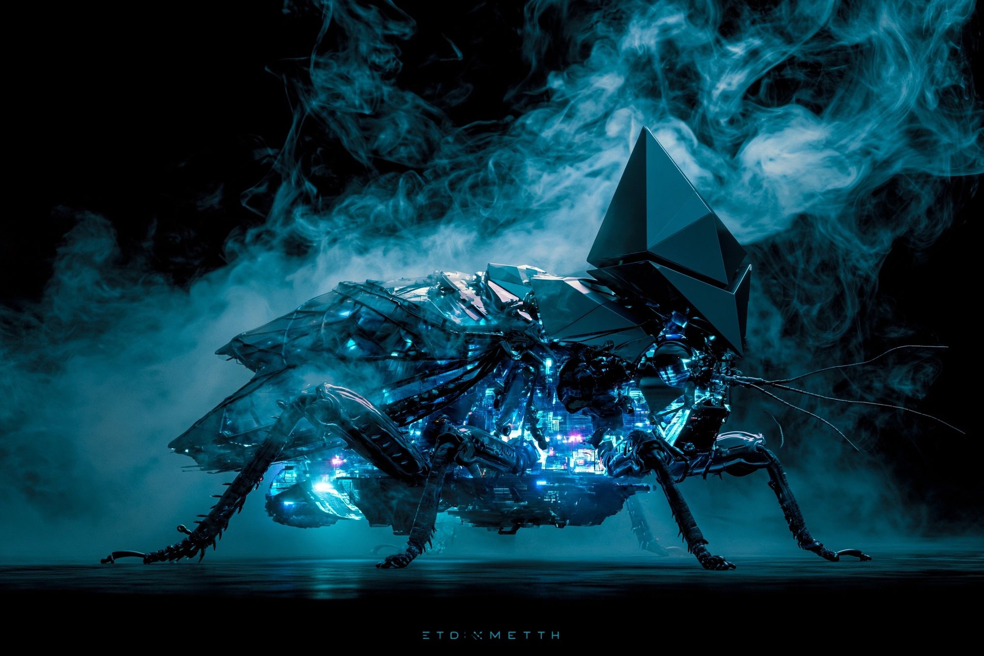 Cyber Moth Digital Art Poster. poster — illustration art