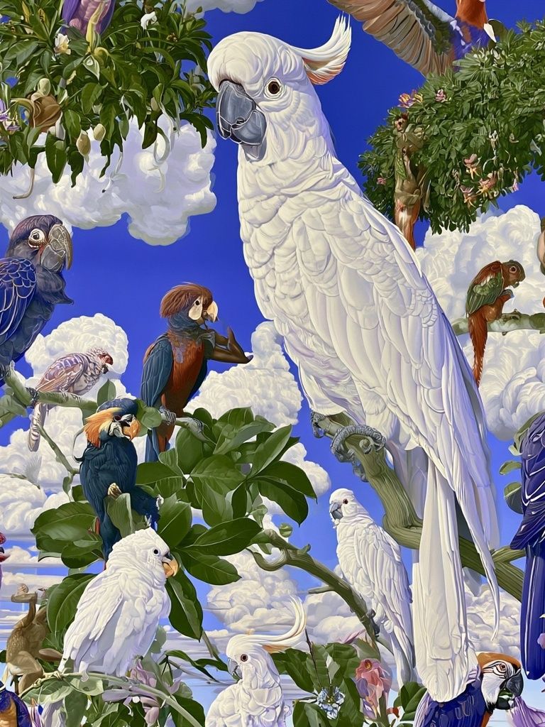Tropical Parrots in the Sky Poster. poster detail