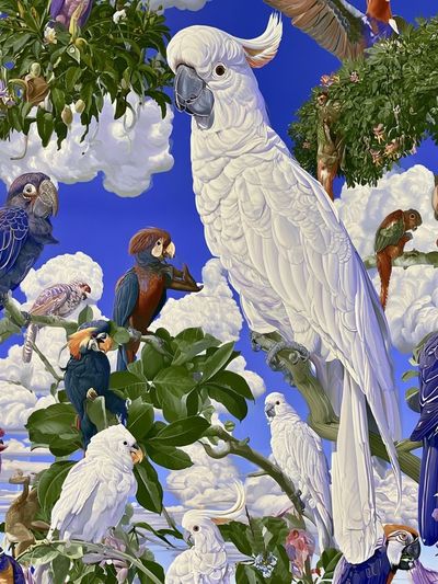 Tropical Parrots in the Sky Poster. poster