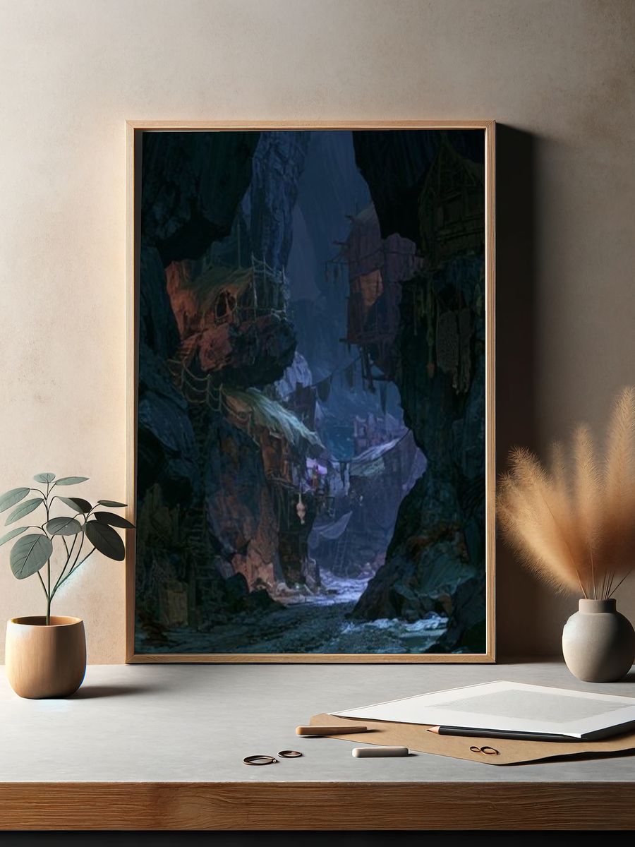 Mystic Canyon Village Fantasy Print. — room view 2
