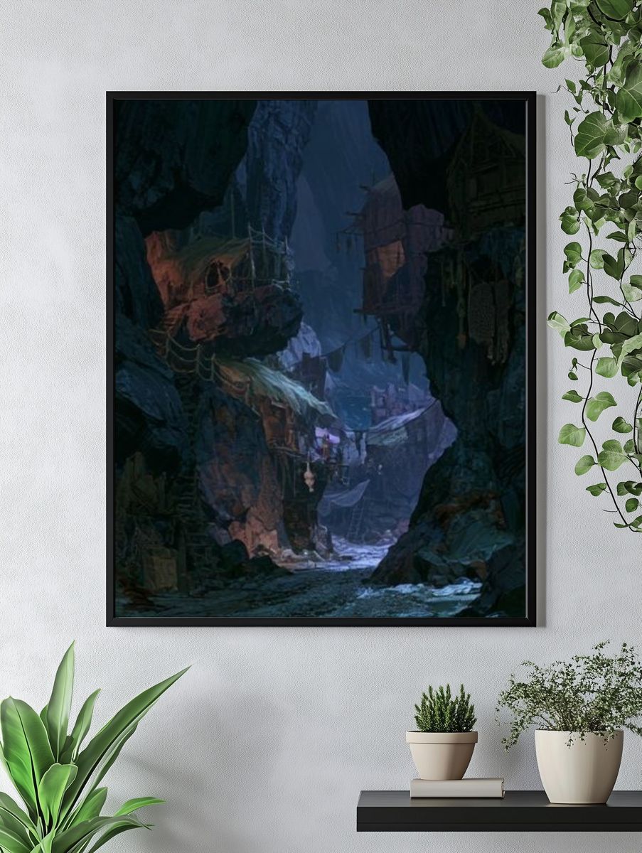 Mystic Canyon Village Fantasy Print. — room view 4
