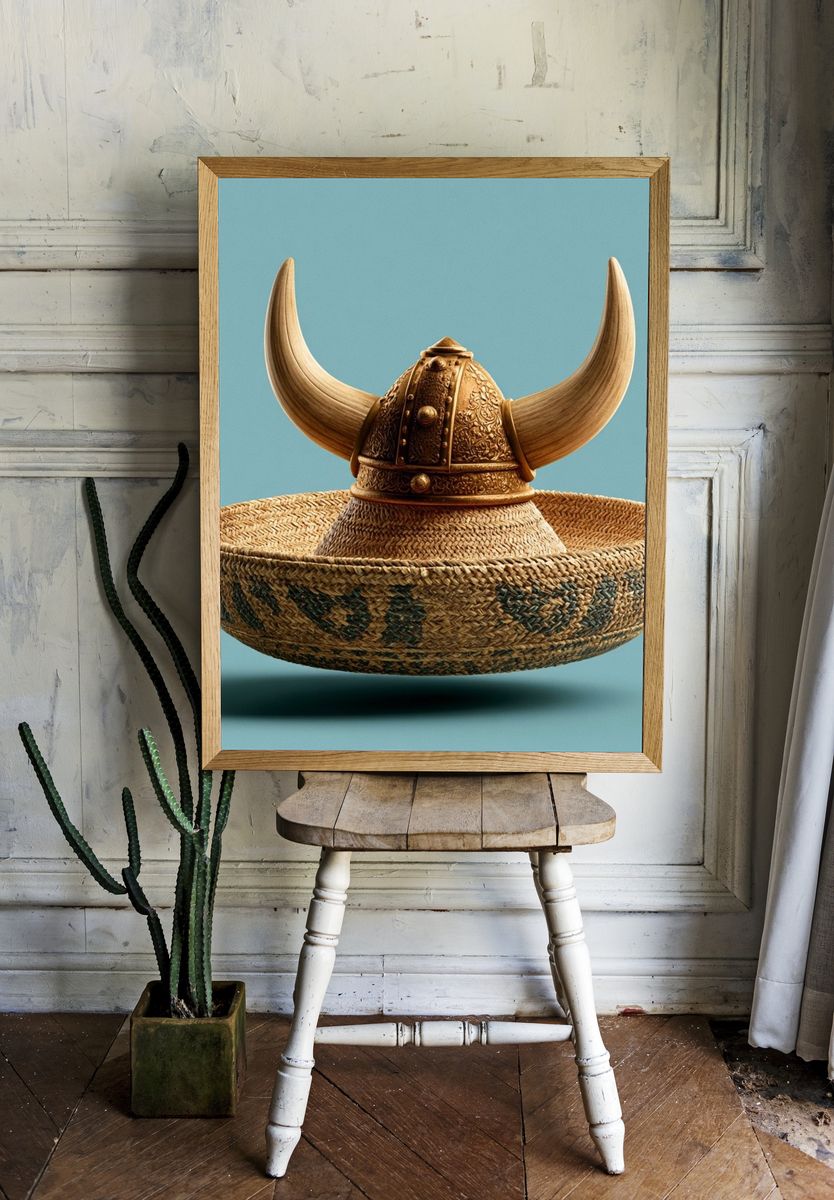 Viking Helmet Still Life Poster. — room view 1