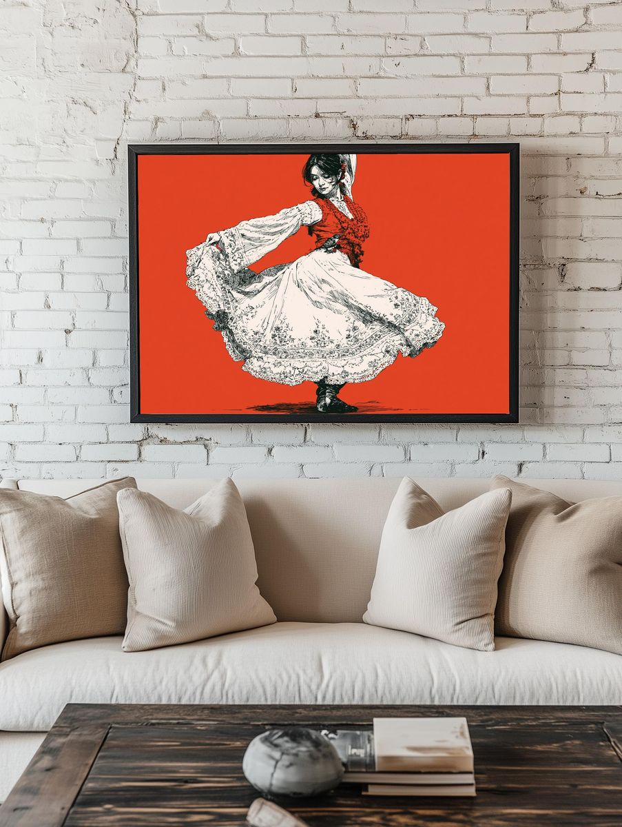 Flamenco Dancer Illustration Poster. room preview