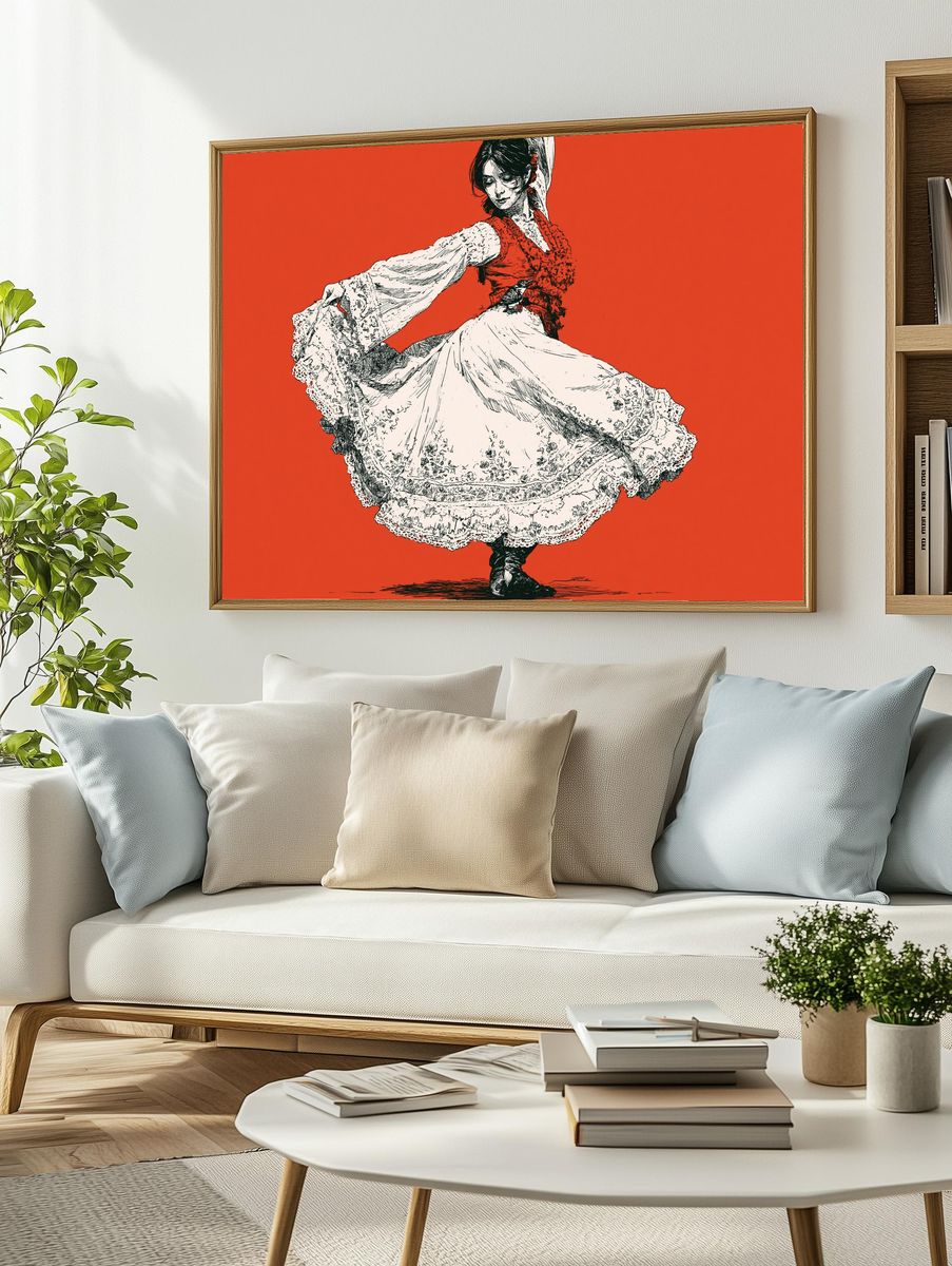 Flamenco Dancer Illustration Poster. — room view 2