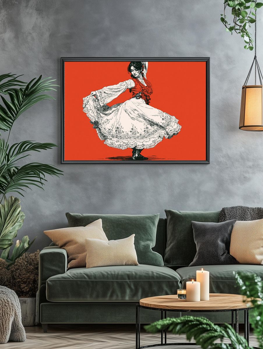 Flamenco Dancer Illustration Poster. — room view 4