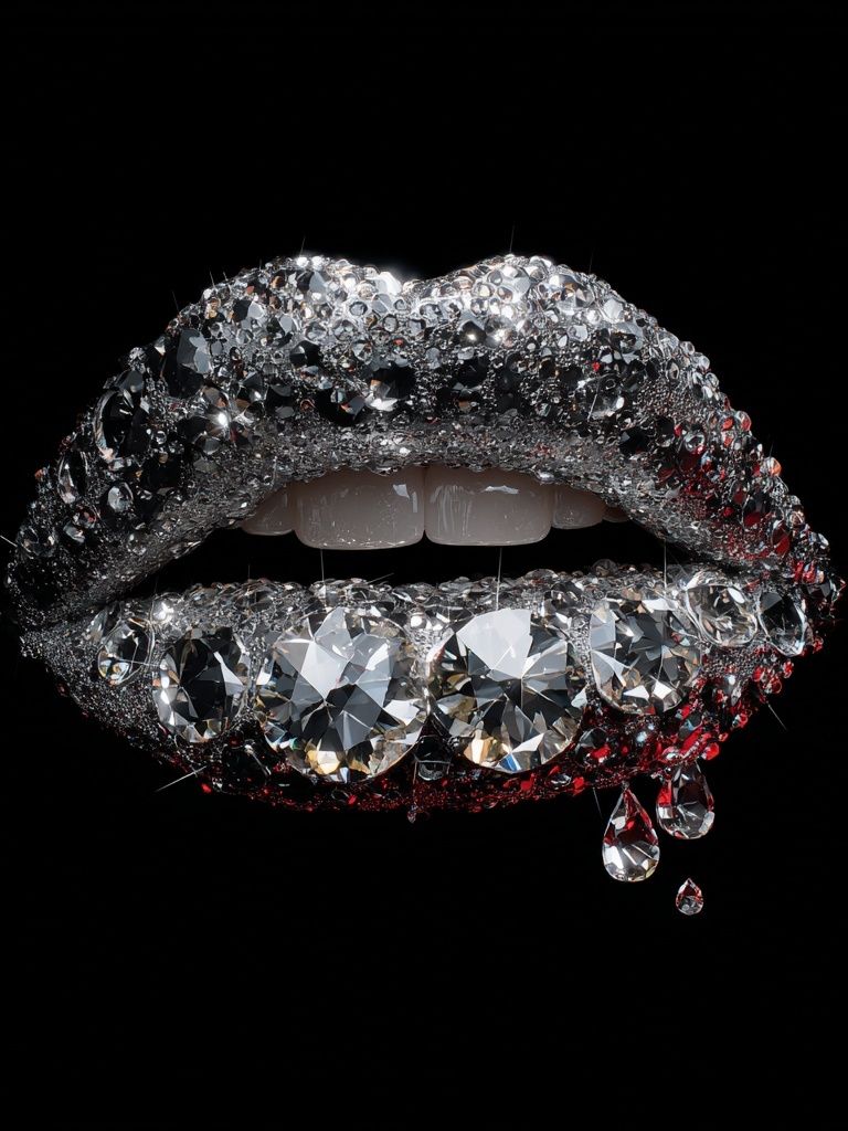 Crystal Lips Surrealism Print. poster detail