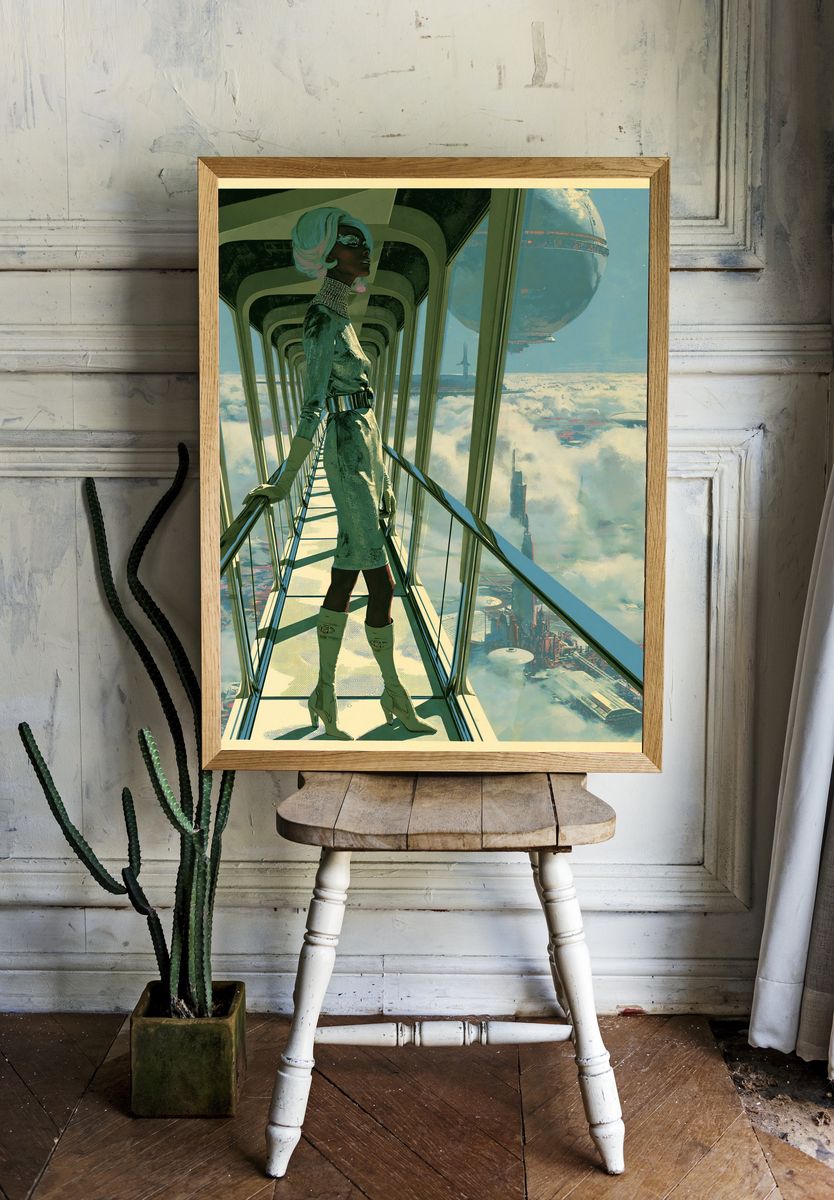 Futuristic Skywalk Portrait Print. — room view 1