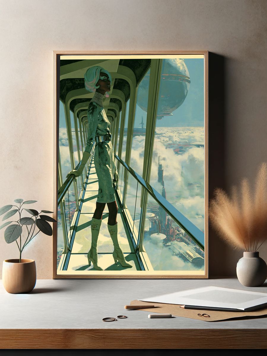 Futuristic Skywalk Portrait Print. — room view 2