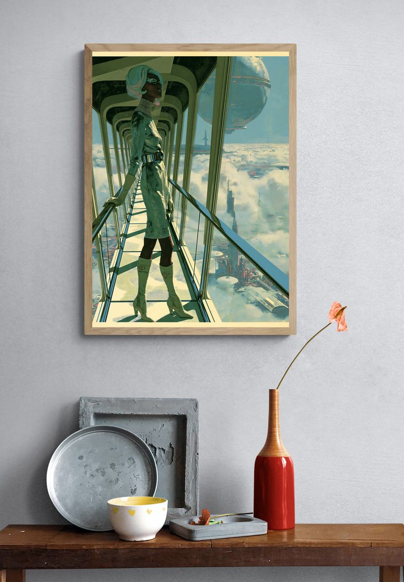 Futuristic Skywalk Portrait Print. — room view 3