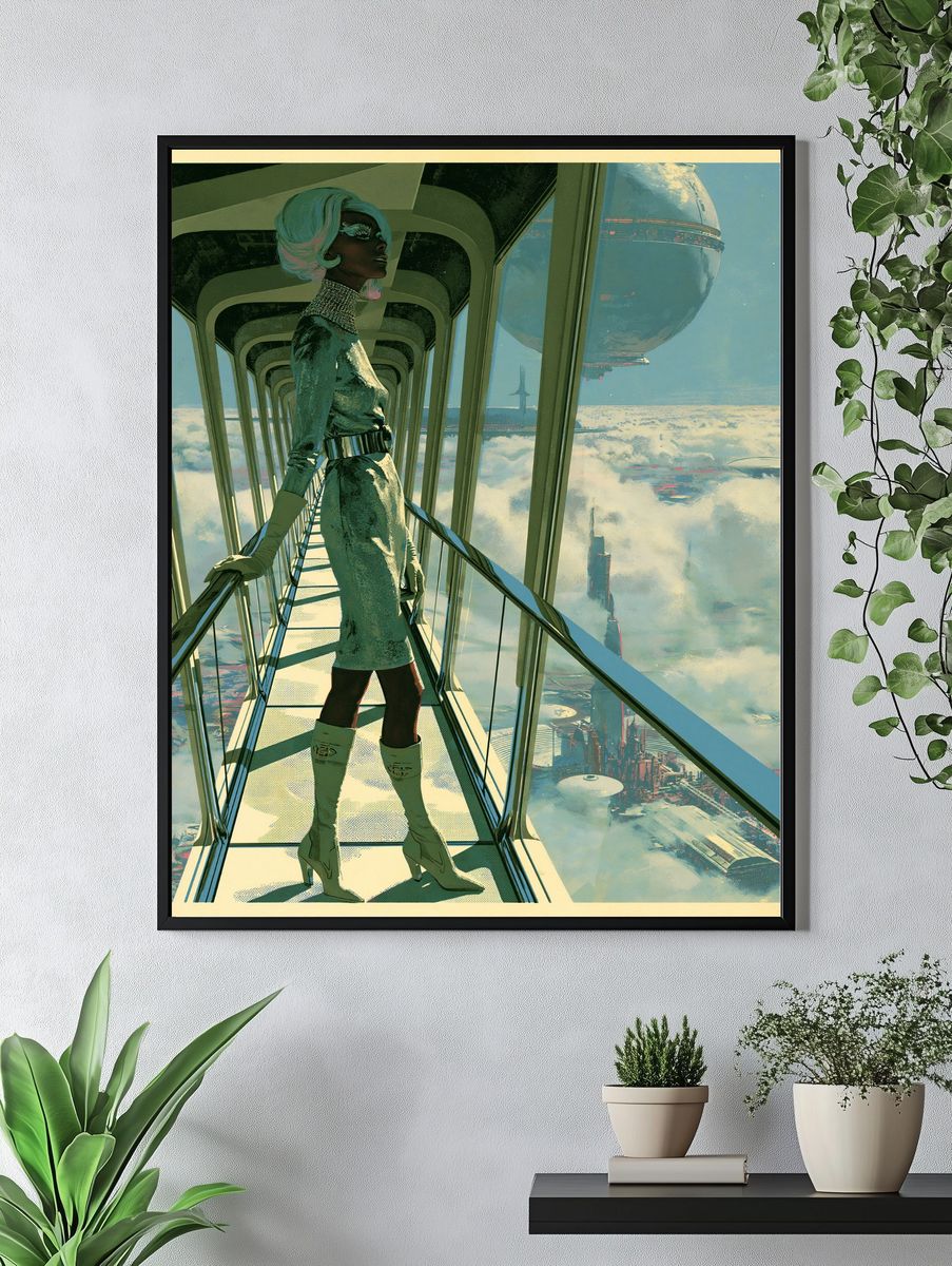 Futuristic Skywalk Portrait Print. — room view 4
