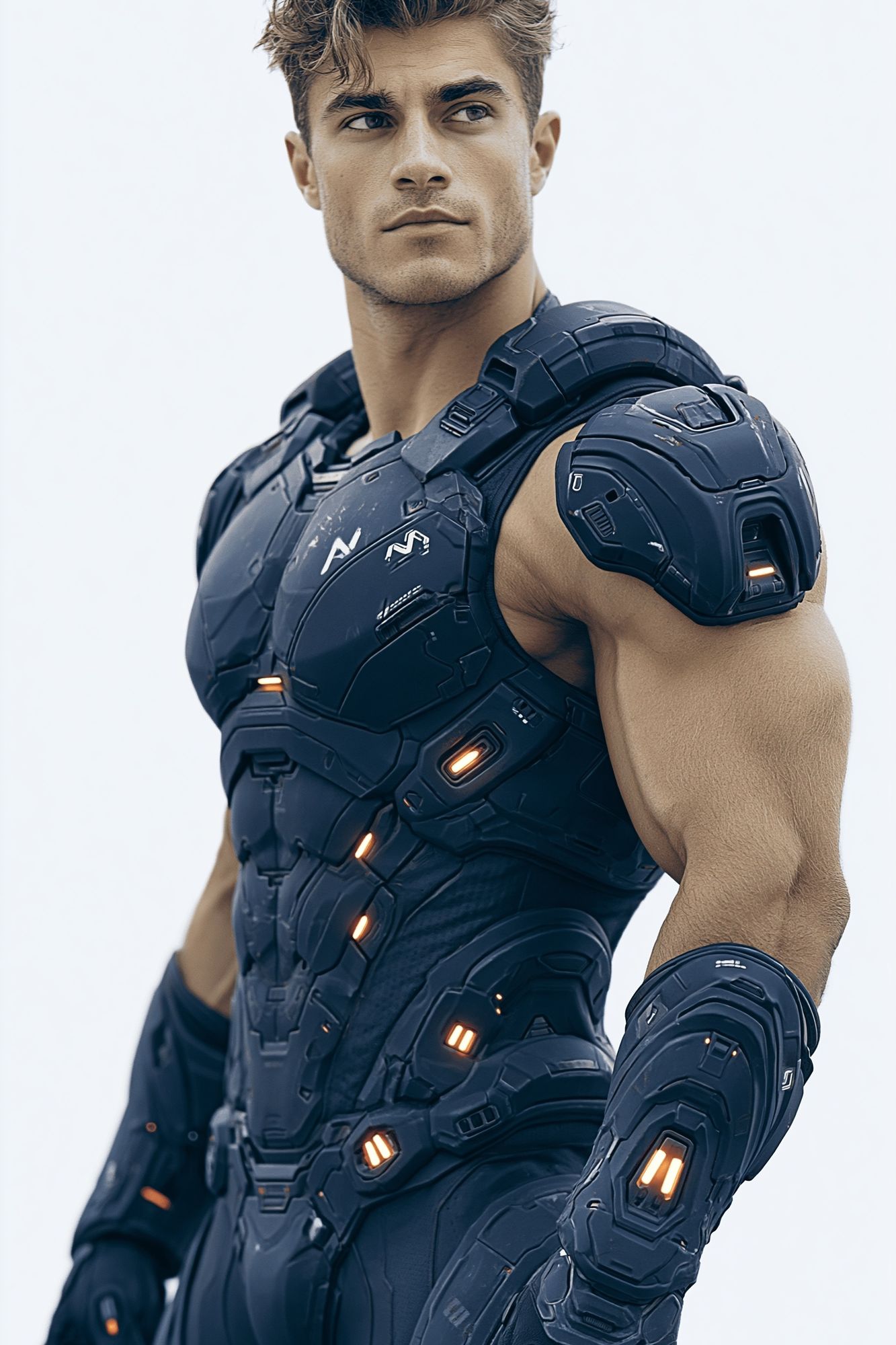 Futuristic Armored Hero Portrait Poster. poster — illustration art