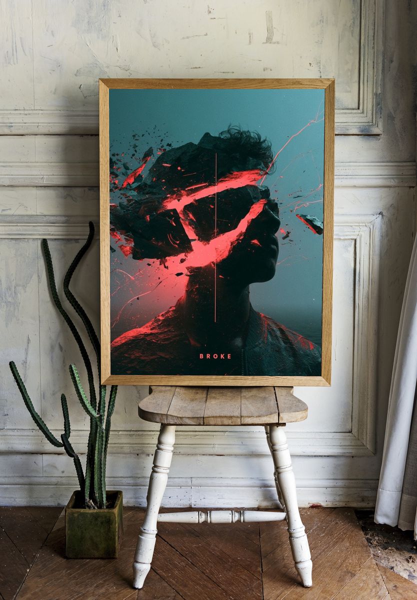 Broken Identity Surrealism Poster. room preview