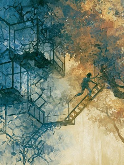 Dreamlike Tree Stairway Illustration Poster.