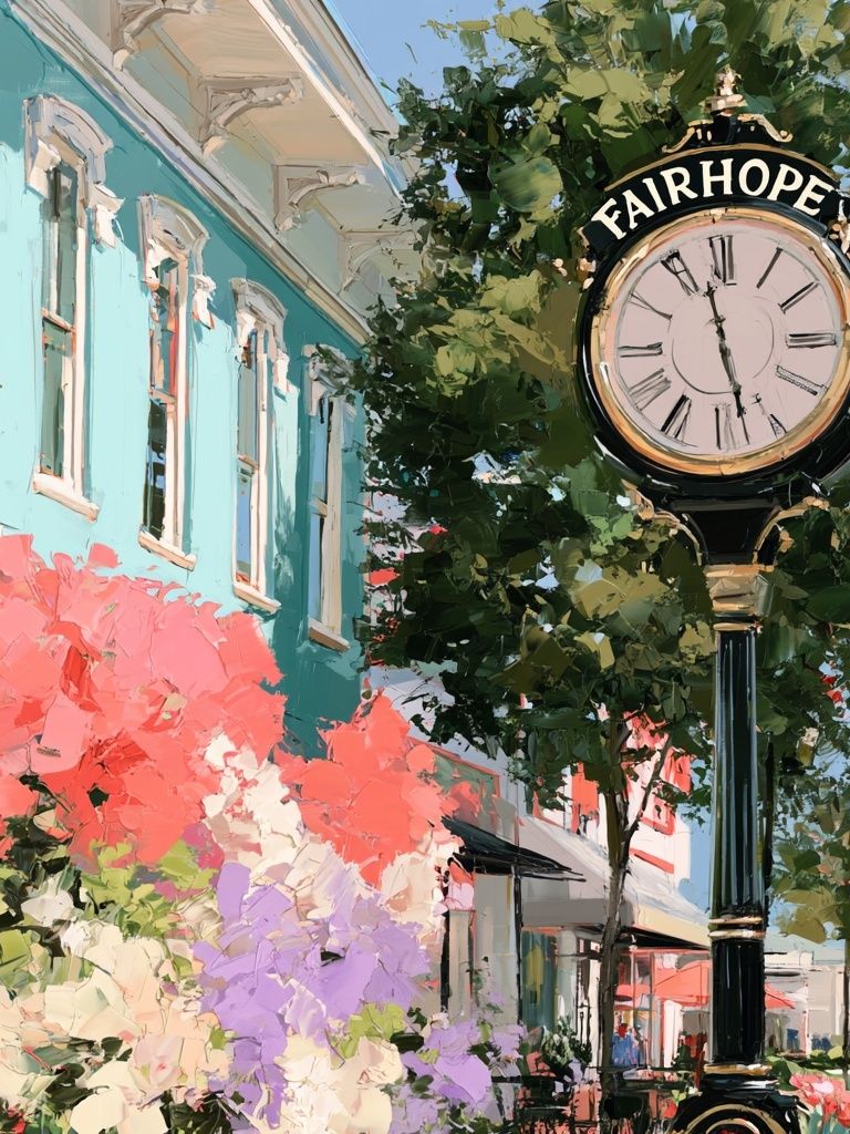 Fairhope Street Scene Illustration Poster. poster — illustration art